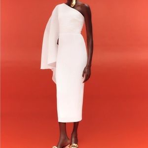 Solace London White One-Shoulder Midi Dress